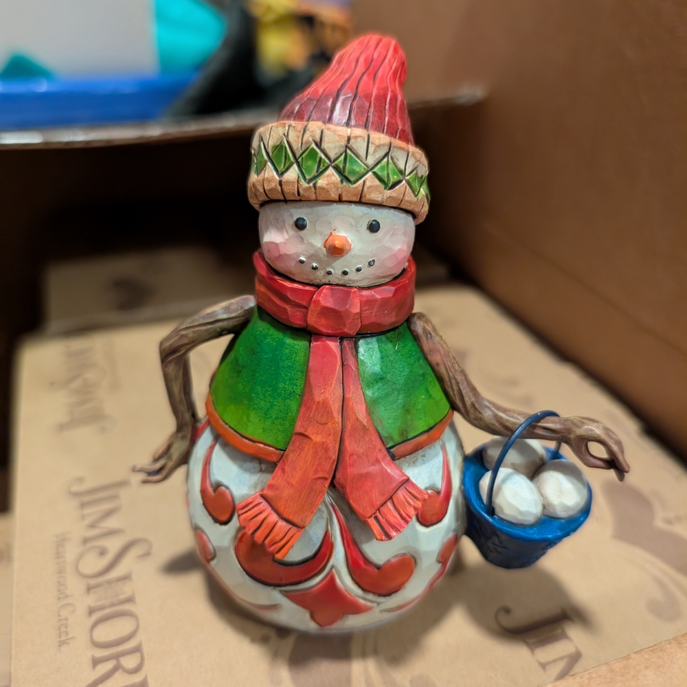 Jim Shore Holiday Snowman Ornament Red and Green Decor
